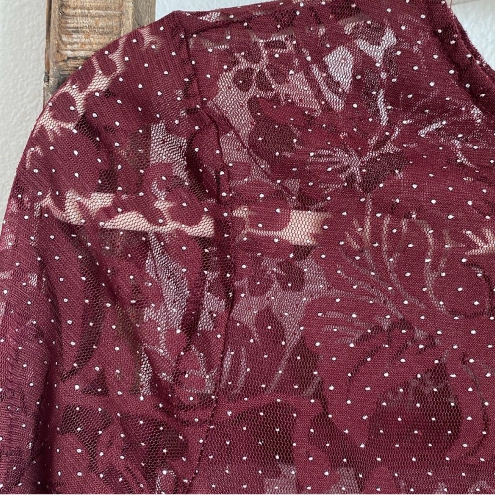 Ces Femme floral mesh Burgundy Lace woman’s bodysuit - Picture 4 of 13